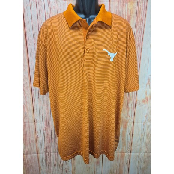Texas Longhorn Apparel XL Orange Striped Polo Shirt Embroidered Longhorn Logo - Picture 1 of 7